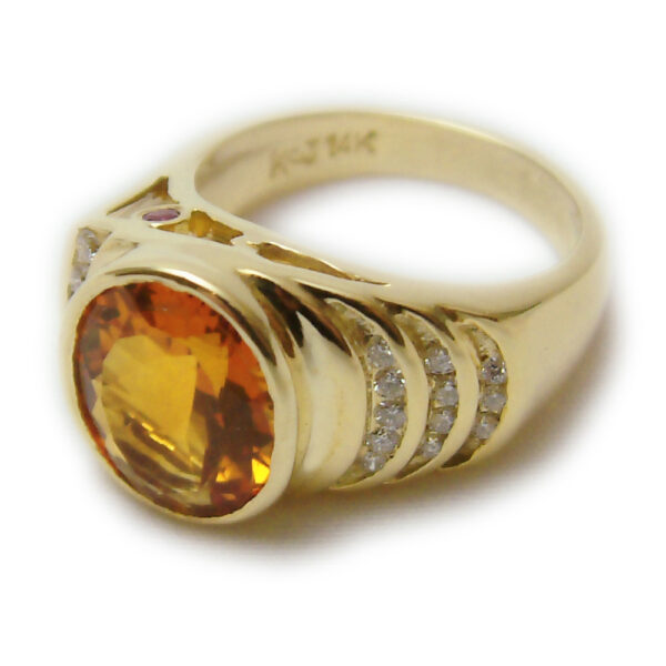 Gold Citrine Diamond Ring