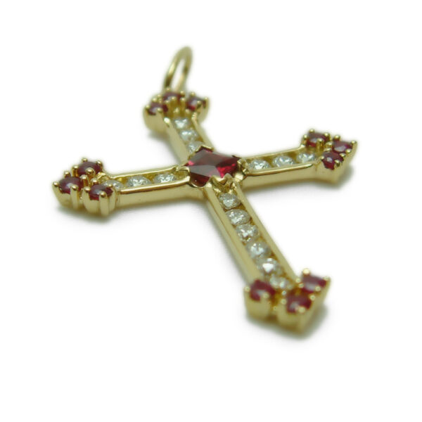 Gold Ruby & Diamond Cross