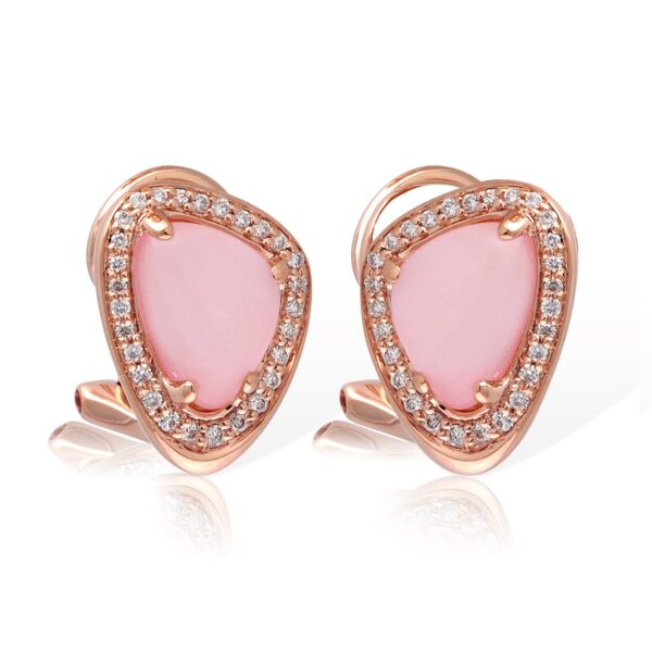 14K Rose Gold Rose Quartz And Diamond Earrings