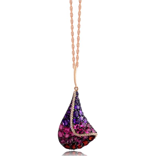 14K Rose Gold Amethyst, Garnet, Pink Tourmaline And Diamond Necklace