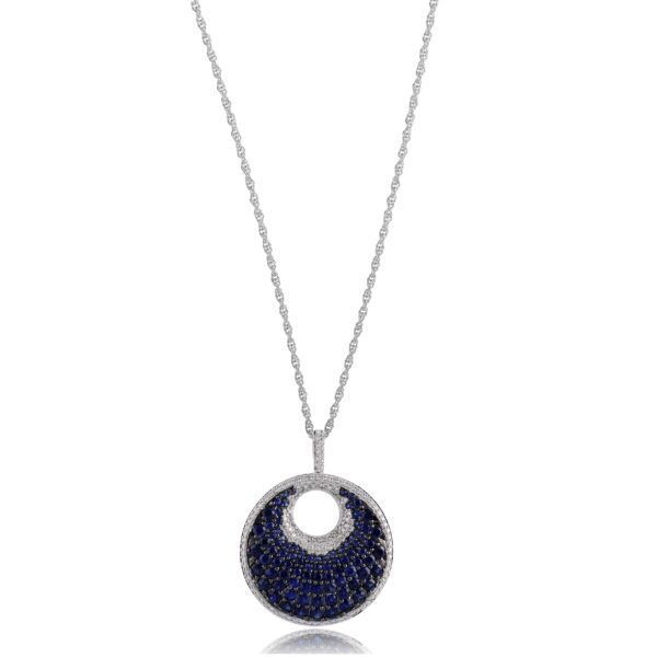 Blue Moon 14K White Gold Sapphire And Diamond Necklace