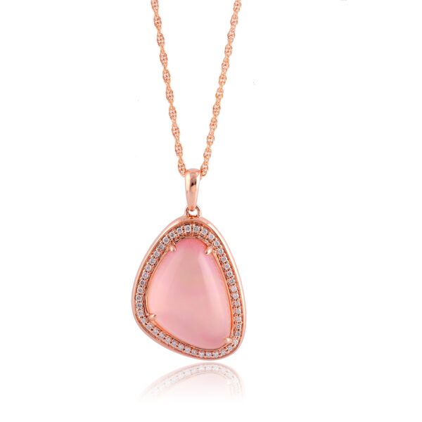 14K Rose Gold Rose Quartz And Diamond Necklace