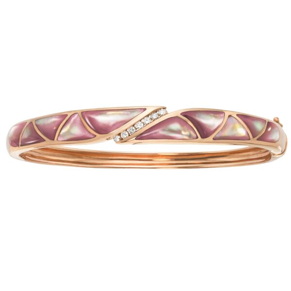 14K Rose Gold Pink Mother-Of-Pearl And Diamond Bracelet