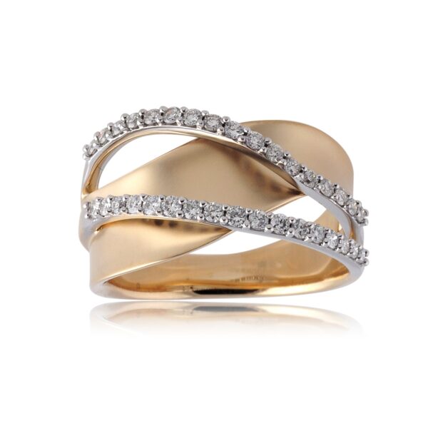 14K Yellow And White Gold Diamond Band