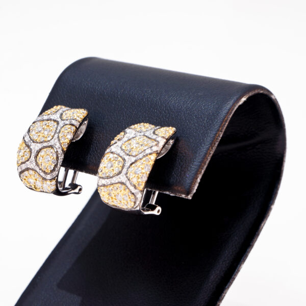 14K Two-Tone Diamond Omega Back Earrings