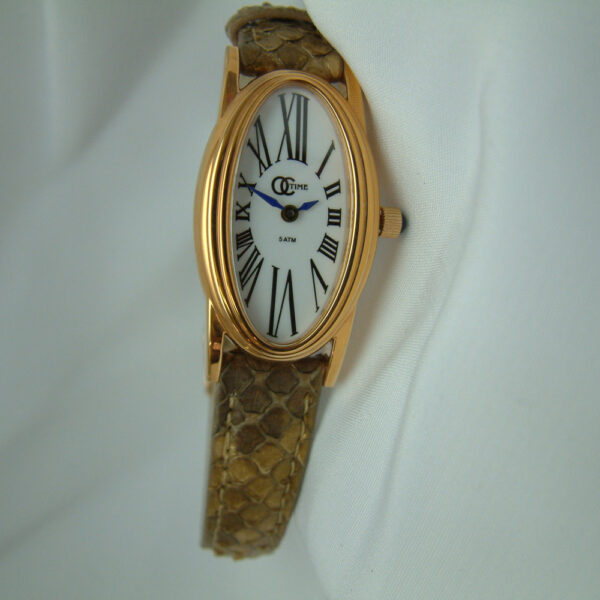 Ladies Rose Gold Plated "OC Time" Watch with a Genuine Ostrich Strap