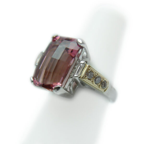 14K Two-Tone Pink Tourmaline and Diamond Ring